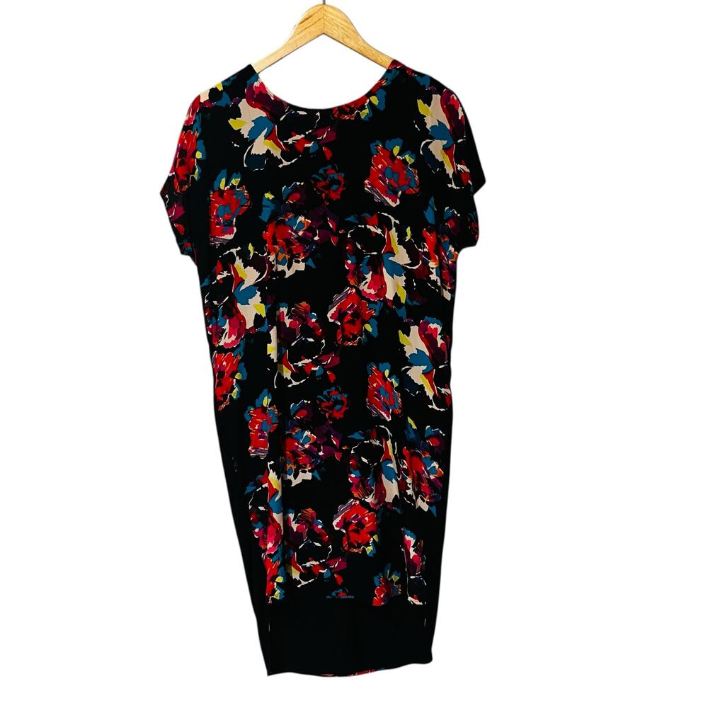 Pure Collection Silk Black Floral Dolman Sleeve Dress Size 6